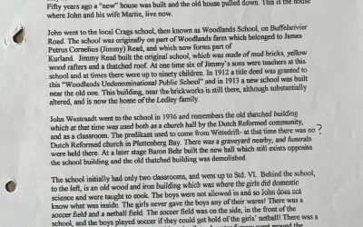 John Westraat and his schooldays at Woodlands school